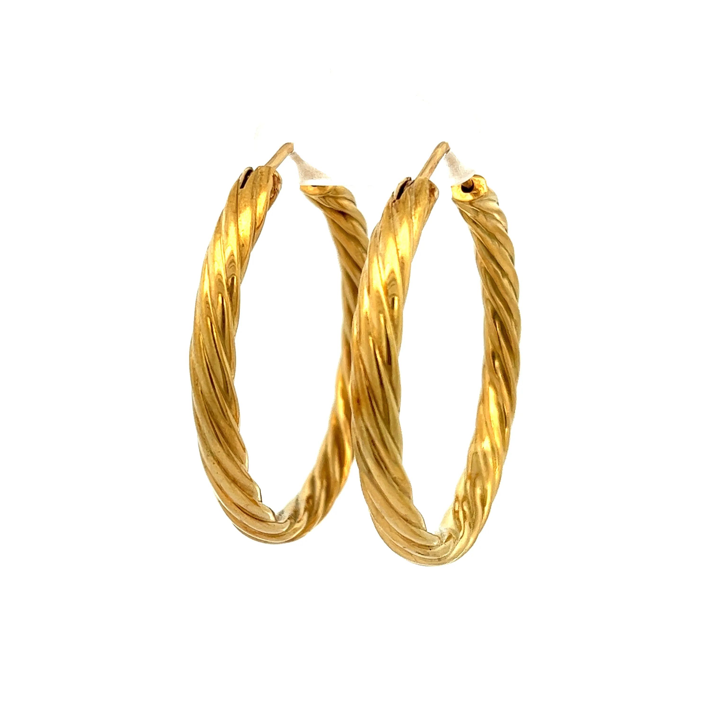 18k Yellow Gold Twist Hoops