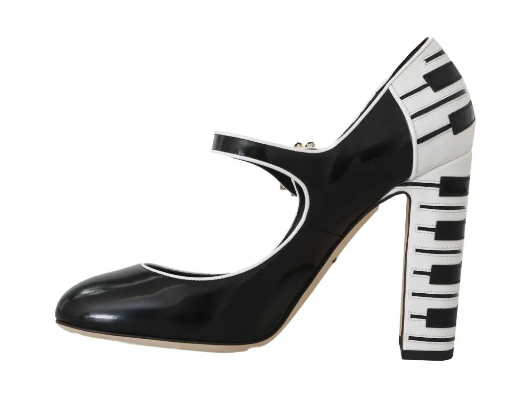 Black Mary Janes Crystals Leather Pumps