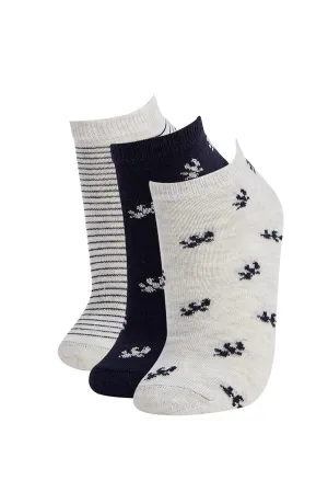Defacto Women's Patterned 3-Piece Booties Socks