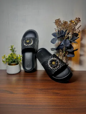 Elegant EVR Material Slippers with Floral Design
