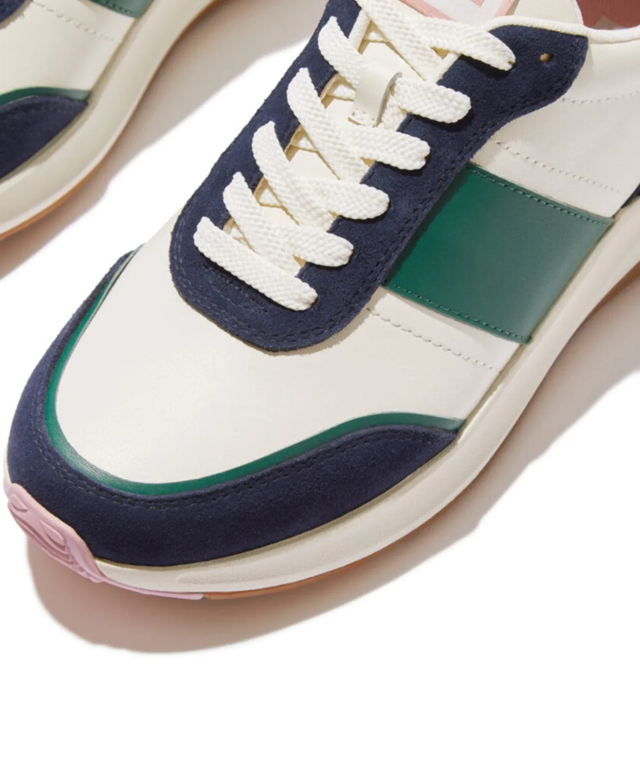 FitFlop F-Mode Flow Leather/Suede Flatform Sneaker Midnight Navy Mix