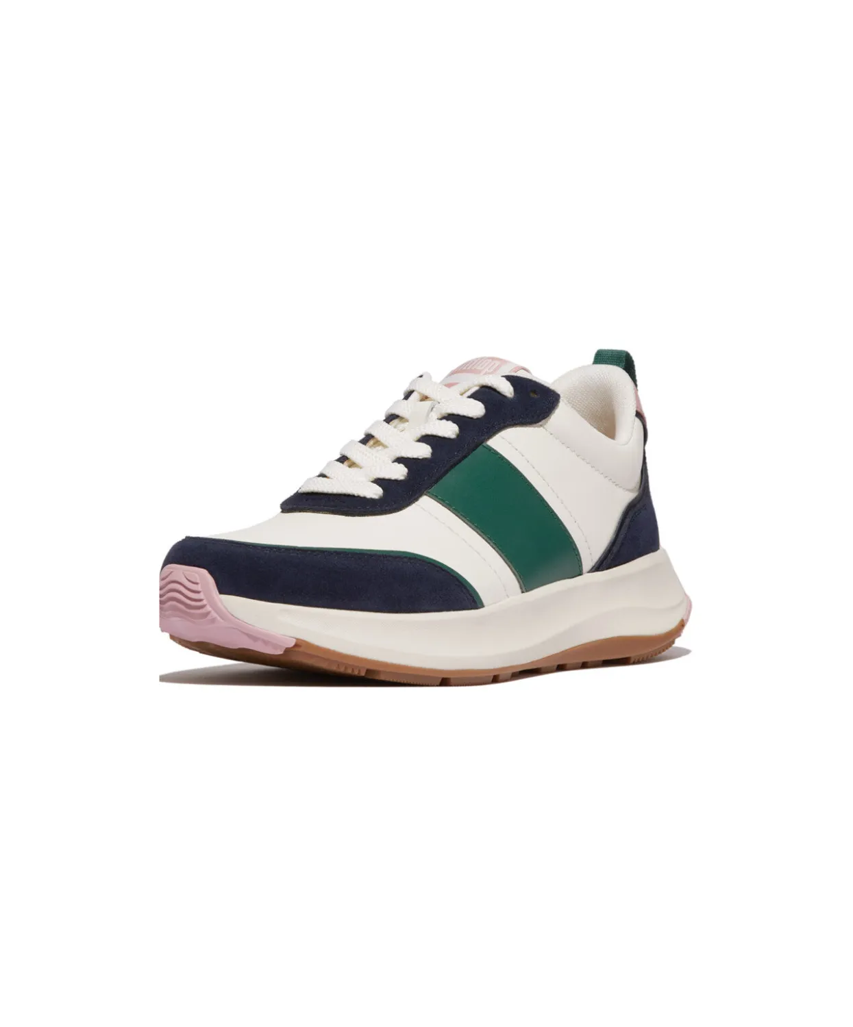 FitFlop F-Mode Flow Leather/Suede Flatform Sneaker Midnight Navy Mix