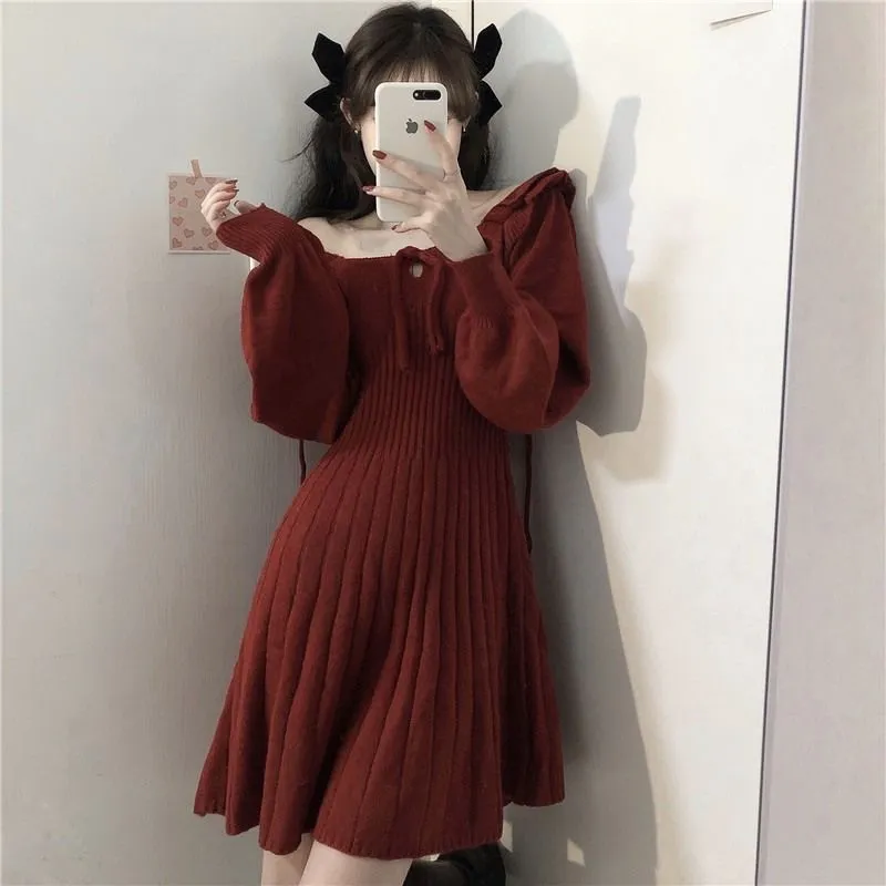 Kawaii Sweet Red Knitted Dress