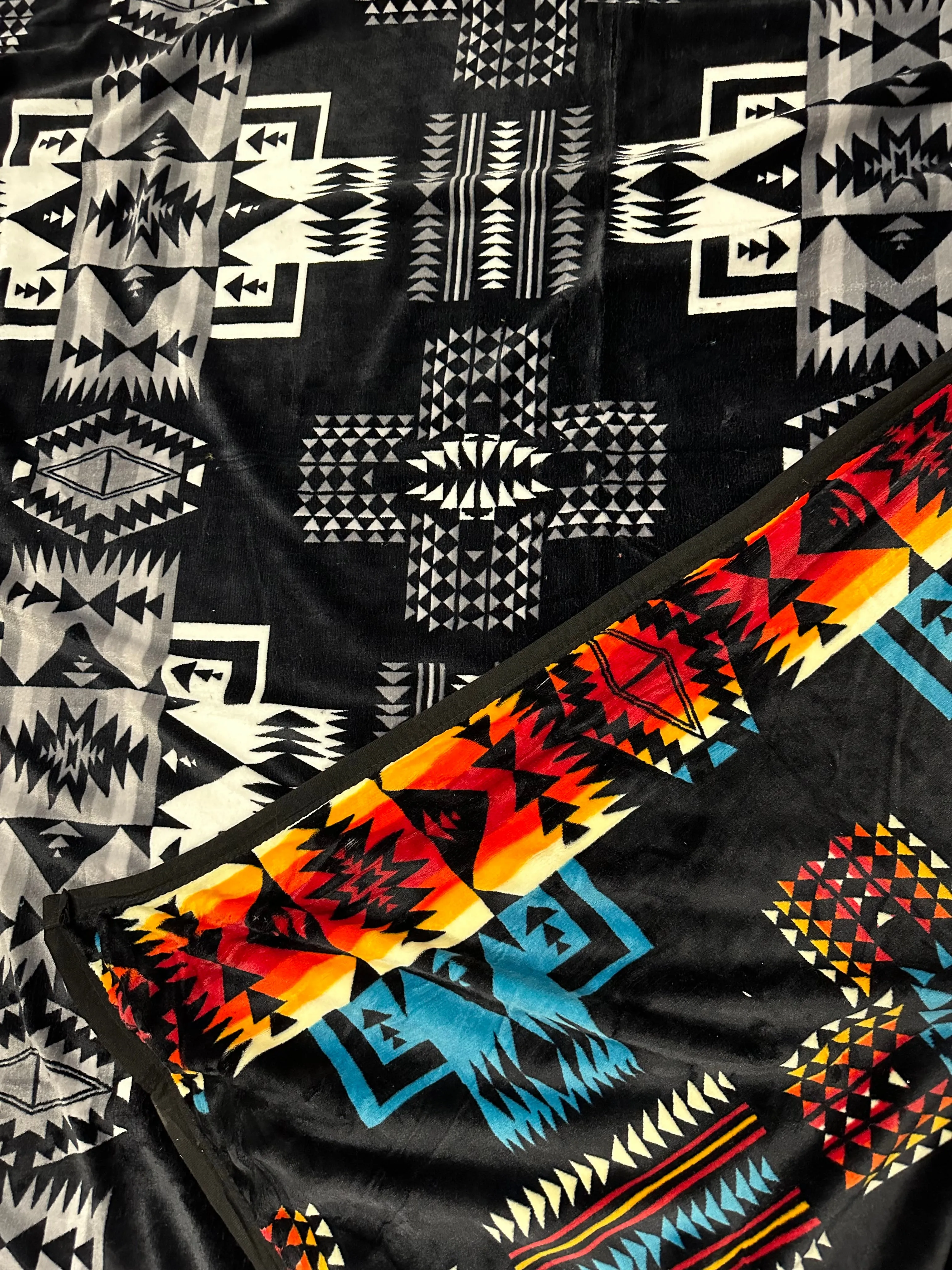 King Size(86”x102”) Aztec Fleece Blanket-Multiple Colors Available