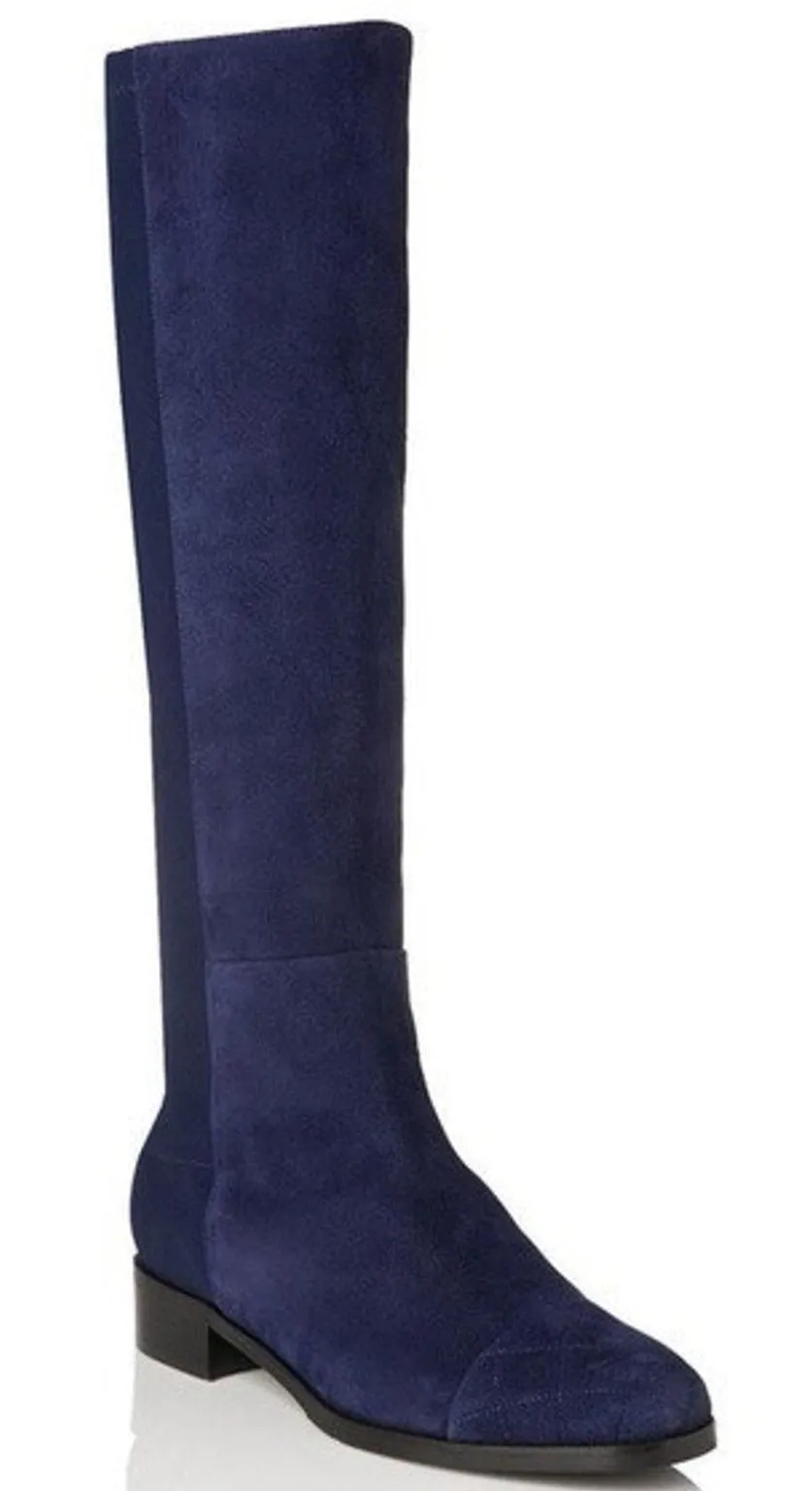 L.K. Bennett Women's Delila Knee-High Blue Suede Boots 39.5