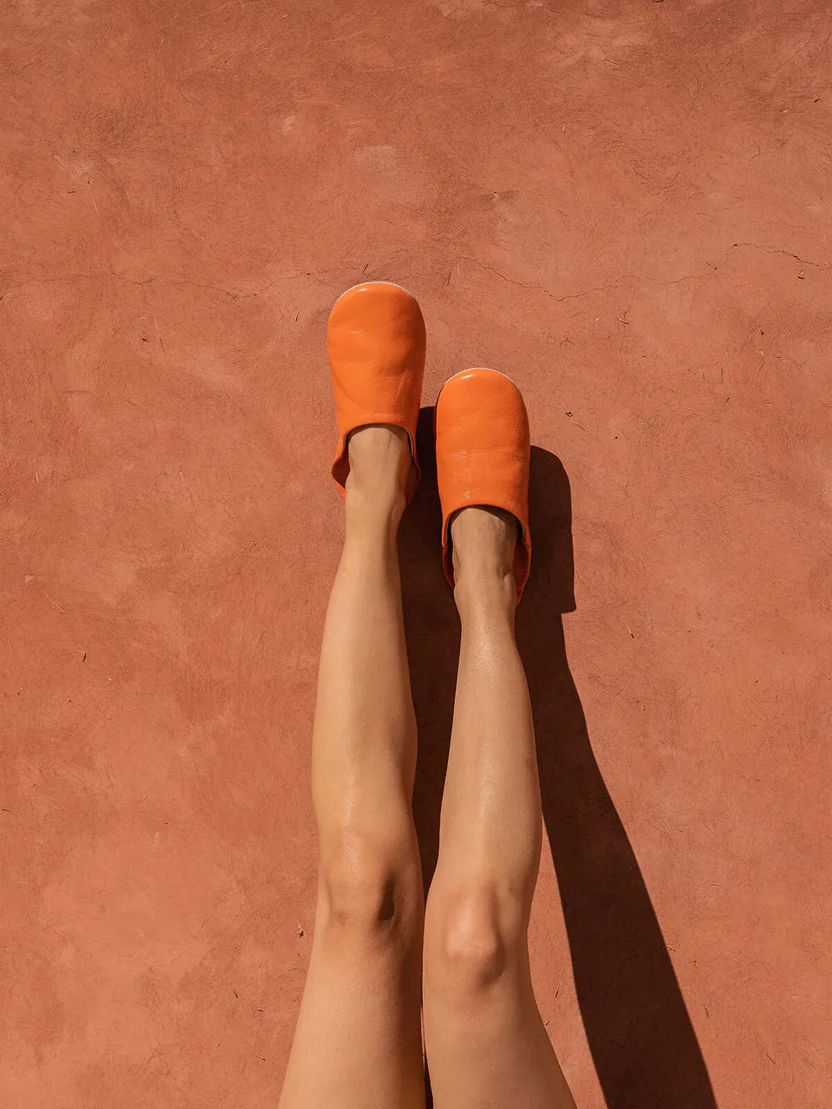 Moroccan Babouche Basic Slippers / Tangerine