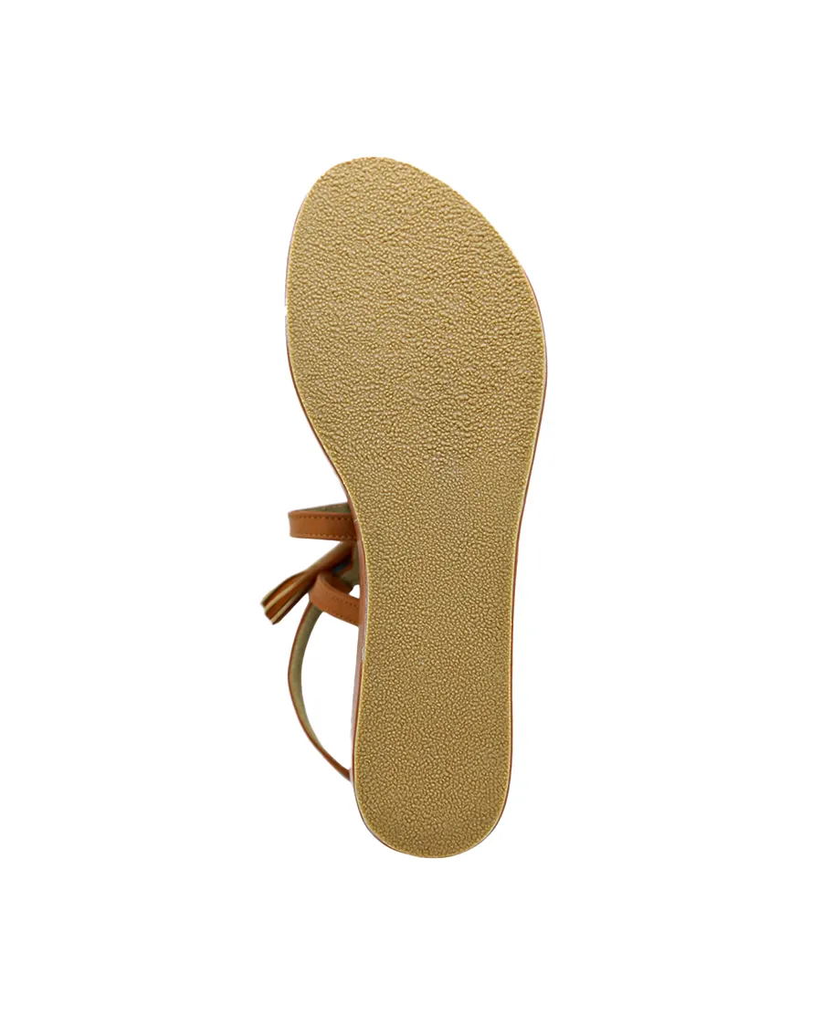 Tan Zoe Tassels Sandals