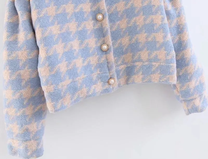 Tyra Houndstooth Blazer and Skirt Two Piece Set