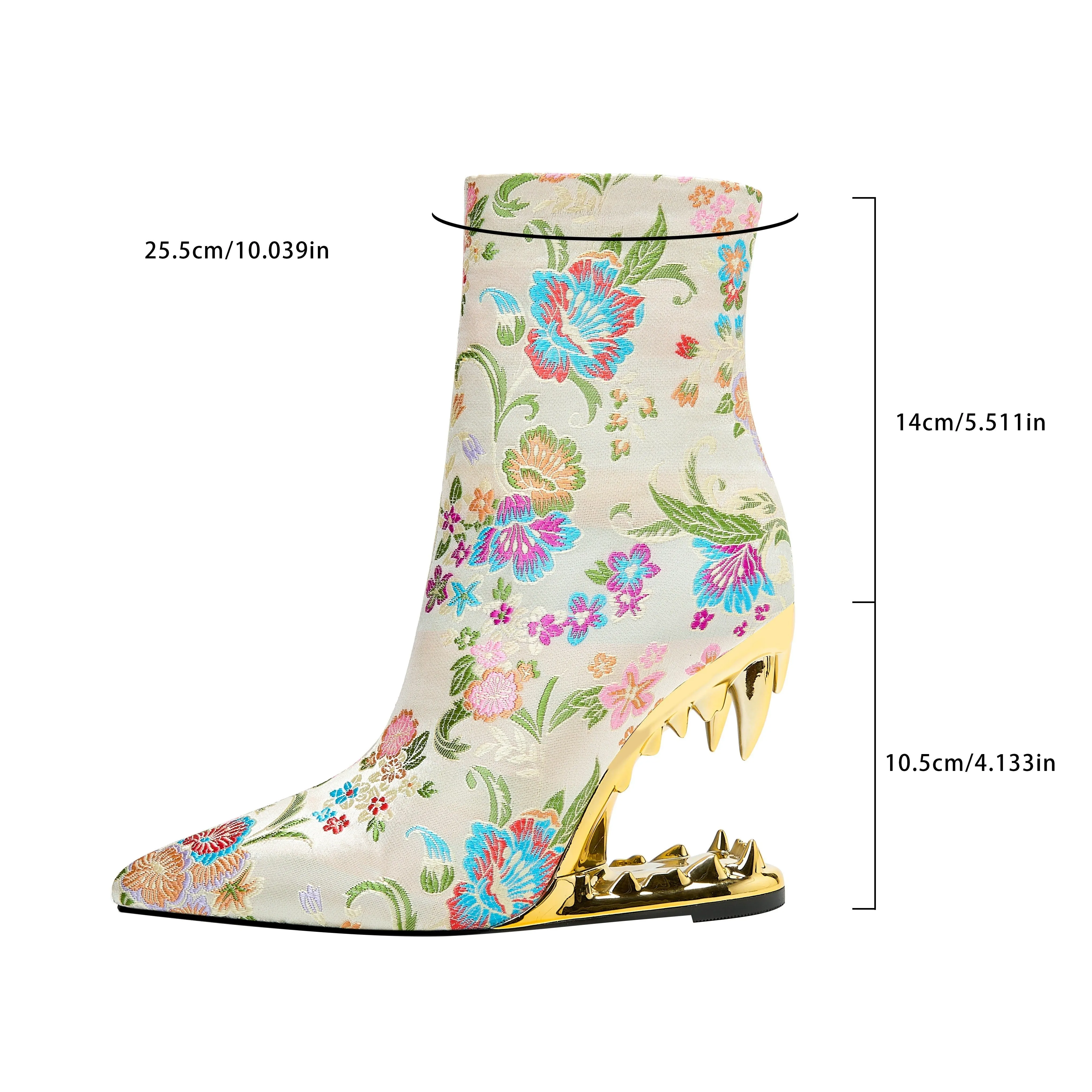 VougeVamp Elegant Floral Embroidered Ankle Boots – Pointed Toe High Heel Zip-Up Booties