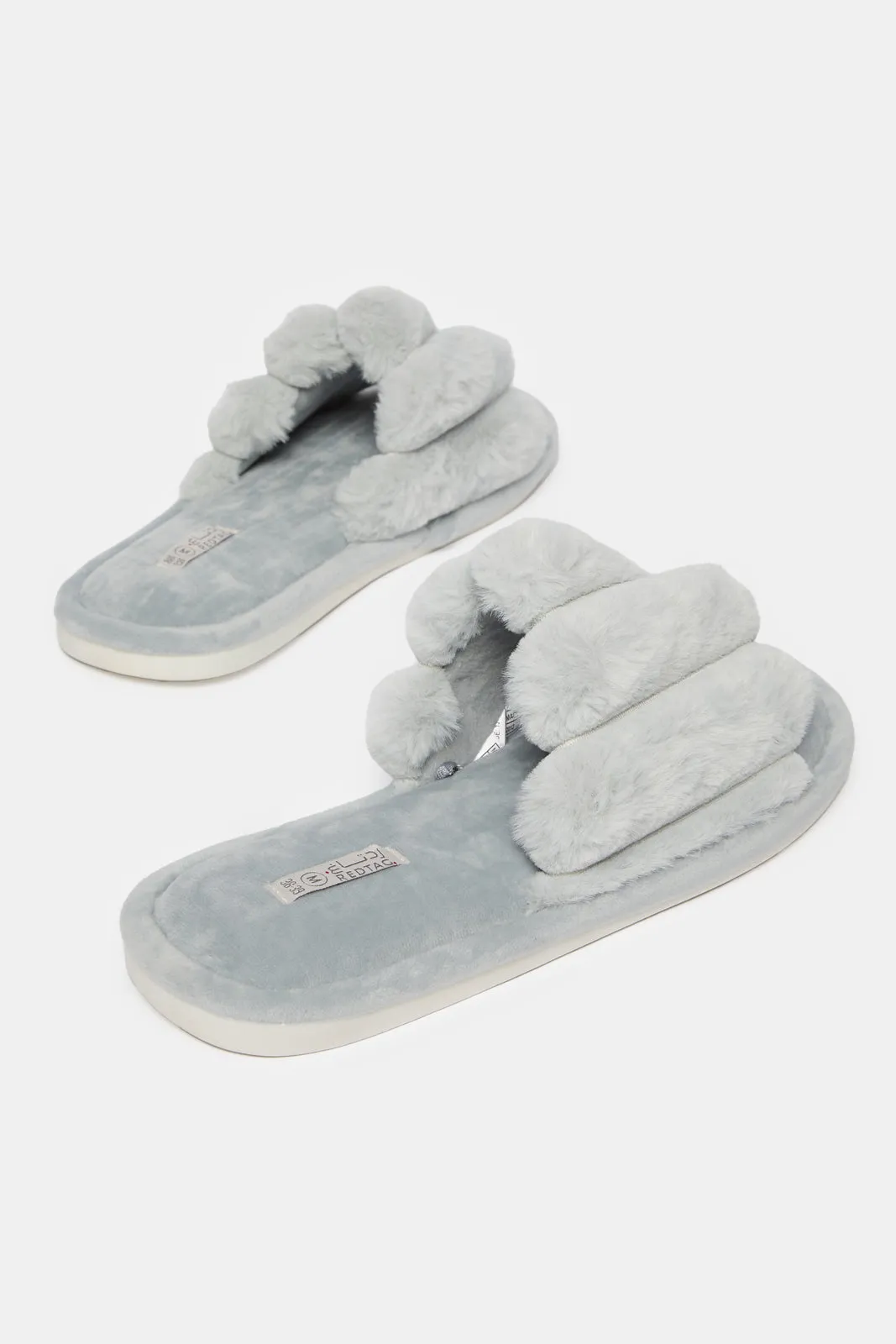 Women Grey Stitched Detail Slipper
