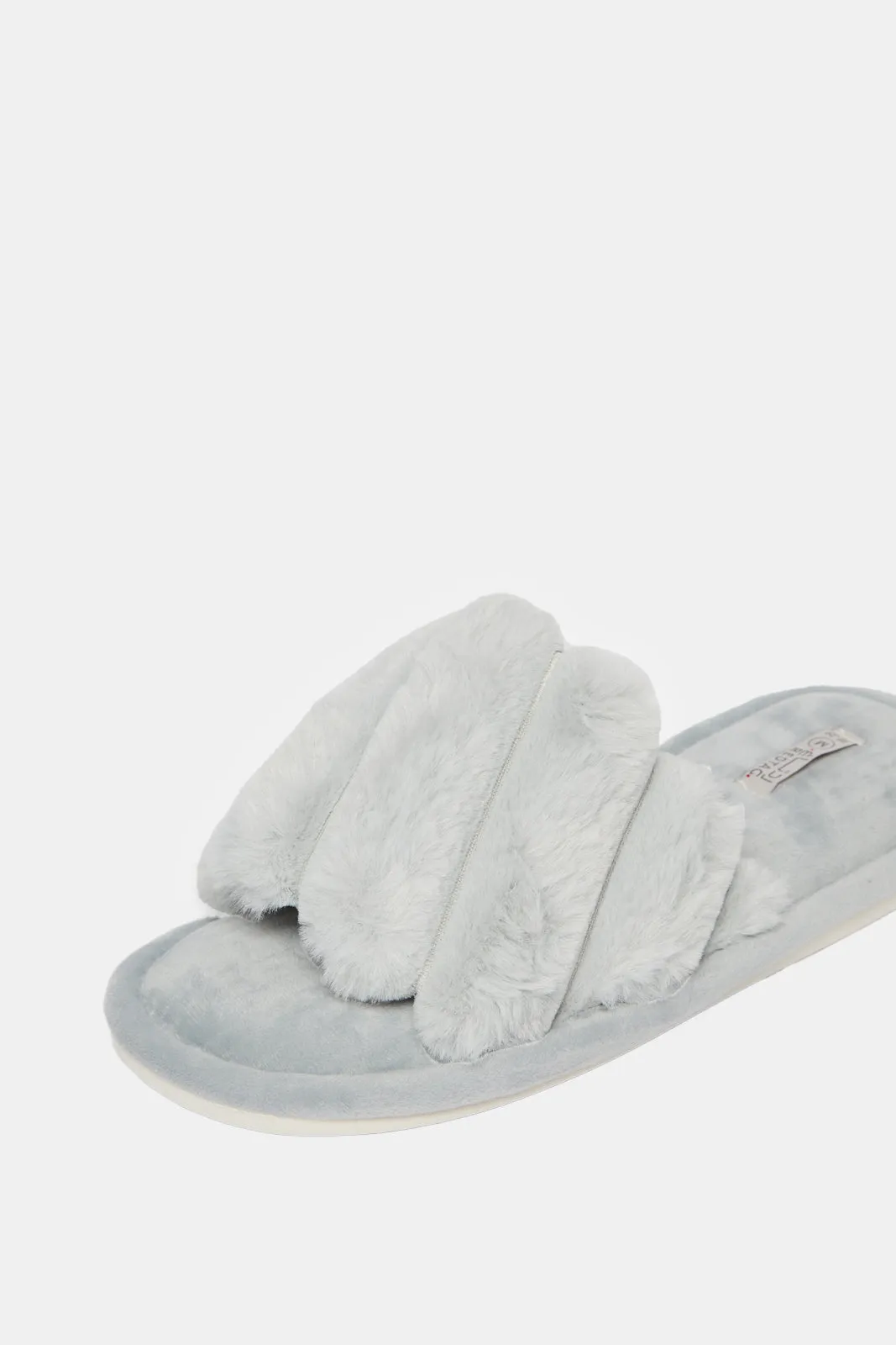 Women Grey Stitched Detail Slipper