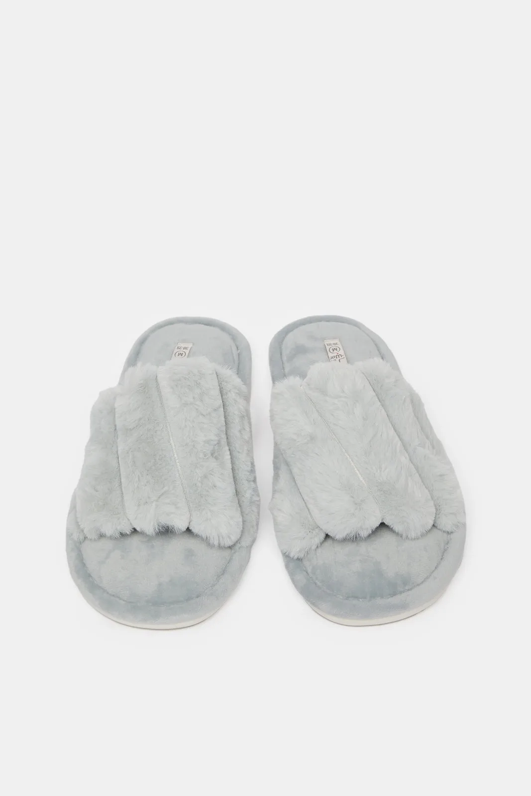 Women Grey Stitched Detail Slipper
